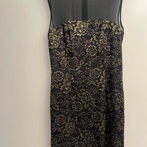 DVF Elegant Black and Gold Floral Dress